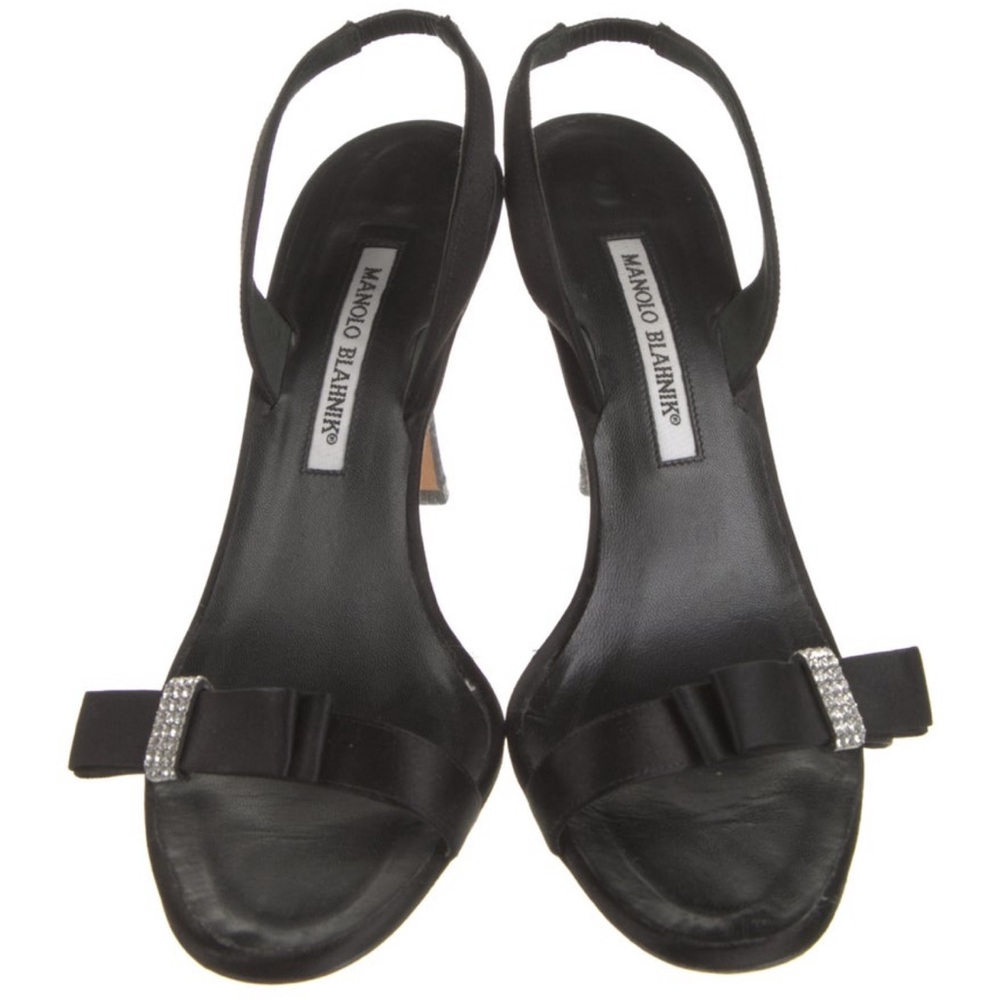 Manolo Blahnik Bow Accent Slingback Sandals - Picture 3 of 5